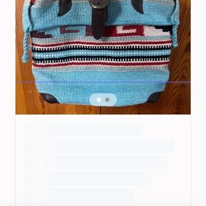 AMERILEATHER Odyssey wool woven Turquoise Boho Print bag